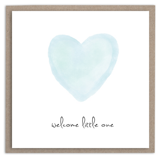 Welcome Little One Blue Heart Mini Card