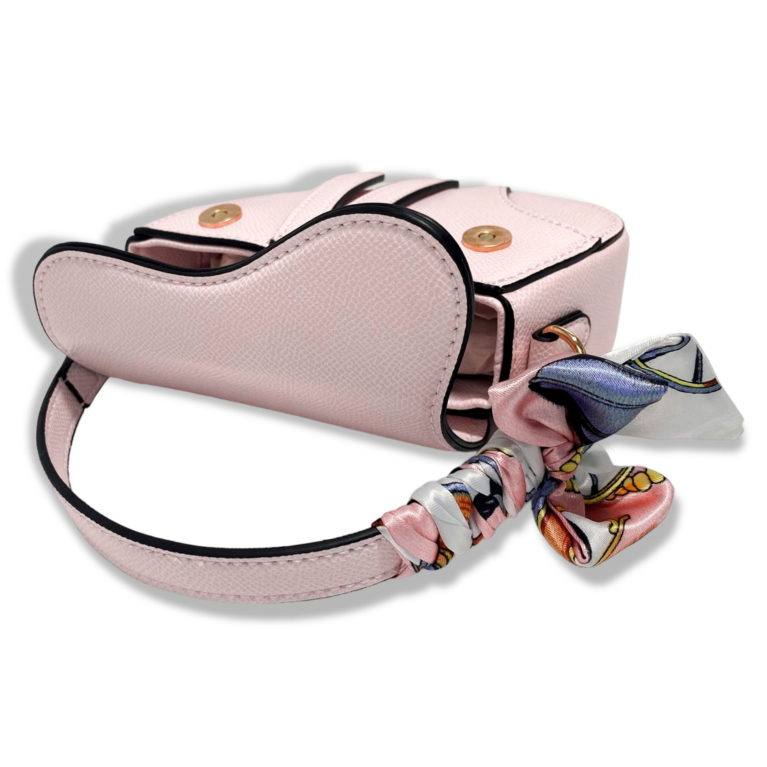 Mini Pink Saddle Purse with Scarf