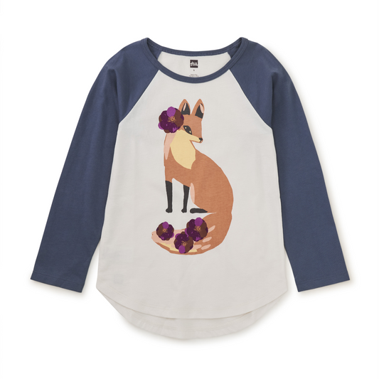 Fancy Fox Graphic Raglan Tee