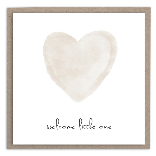 Welcome Little One Neutral Heart Mini Card