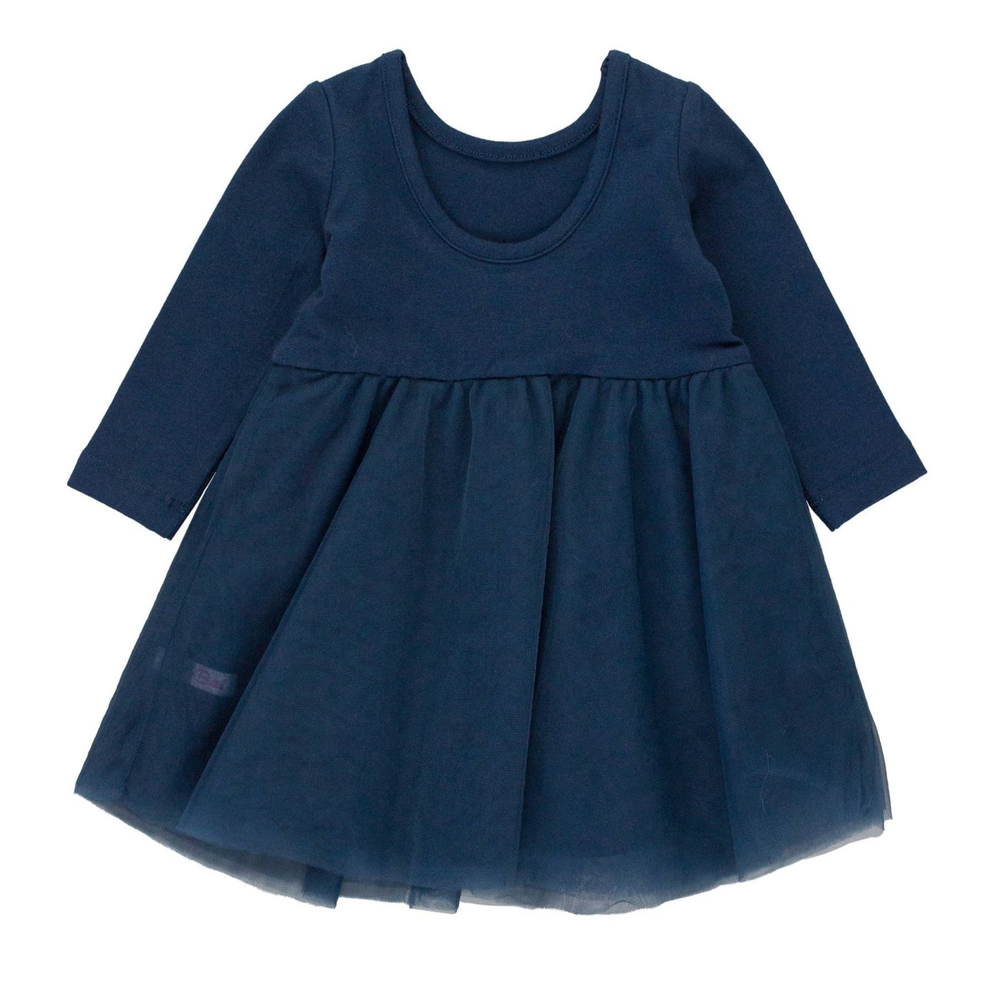 Navy Long Sleeve Tulle Twirl Dress