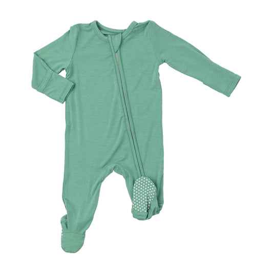 Malachite Green Zipper Footie