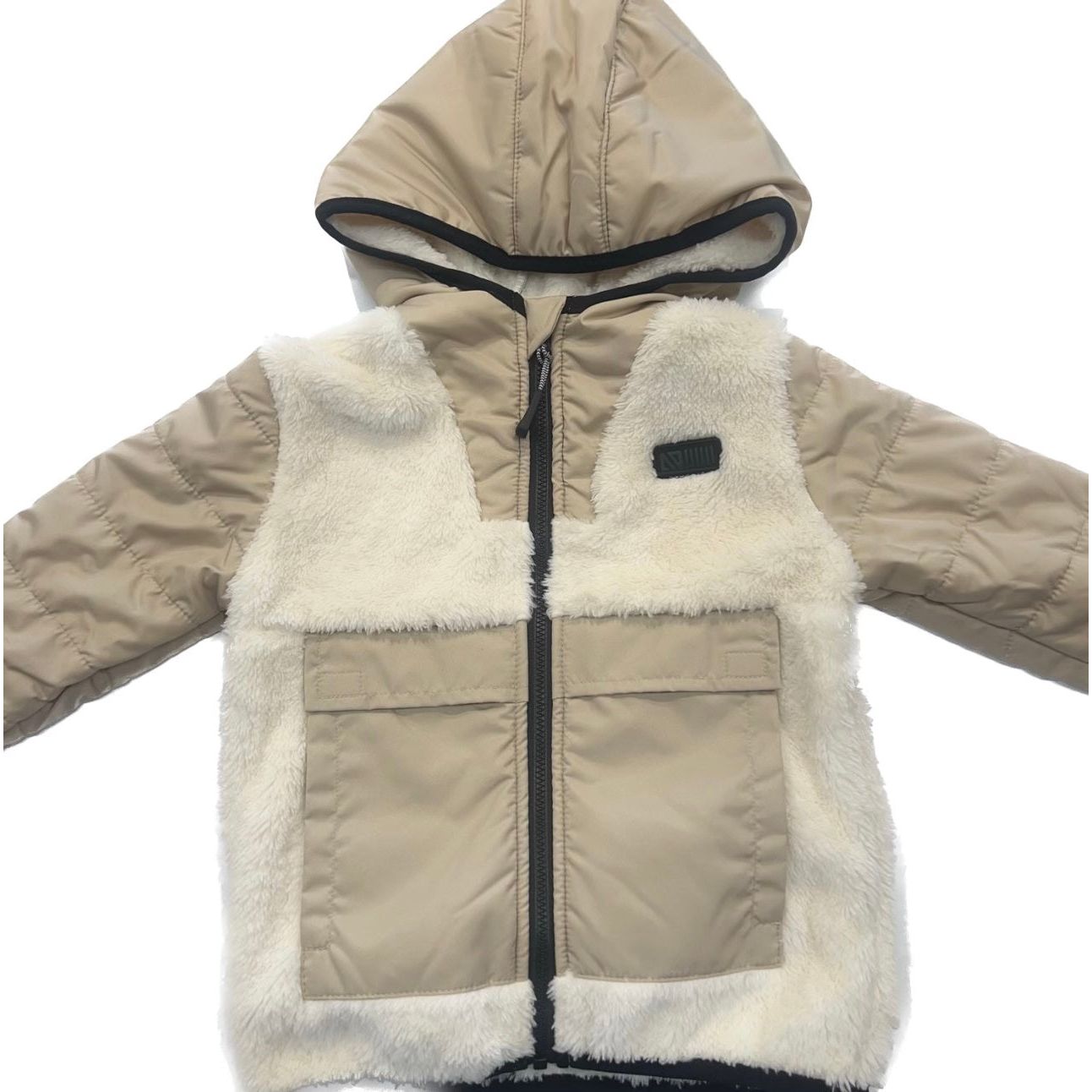 Beige Fleece Hooded Jacket