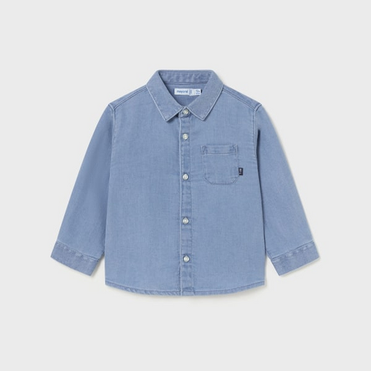 Chambray Soft Denim Button Up Top