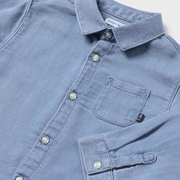 Chambray Soft Denim Button Up Top