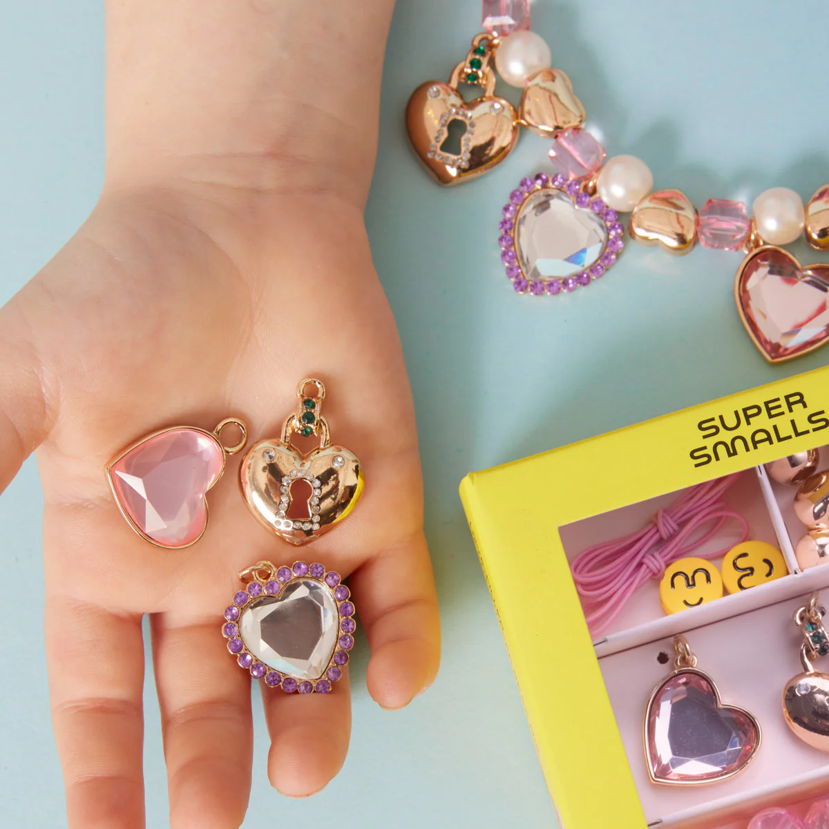 Pink & Purple Heart Charm Mini Bead Kit