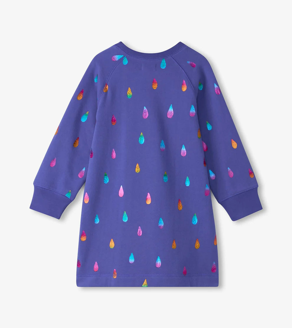 Rainbow Raindrops Sweatshirt Dress