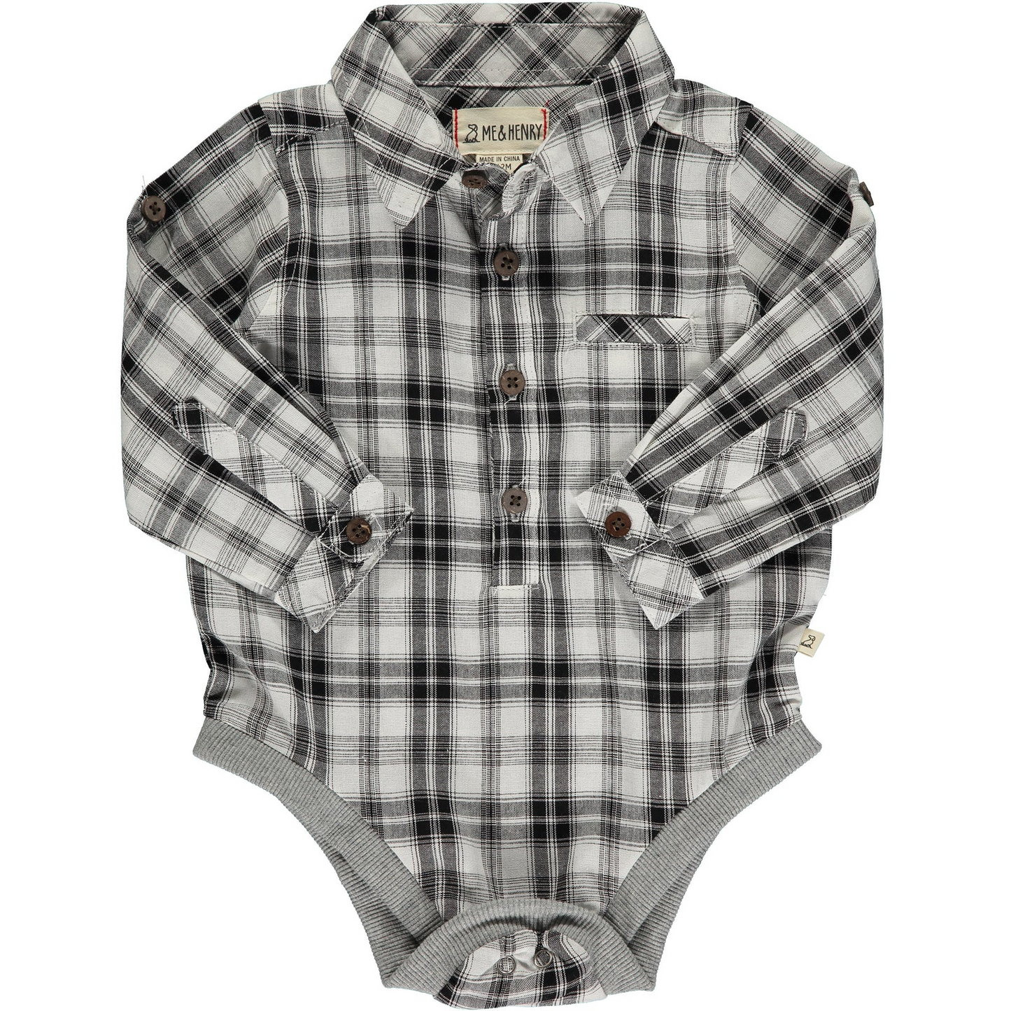 Black White Plaid Jasper Onesie