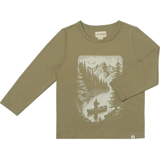 Fishing Print Long-Sleeve Tee