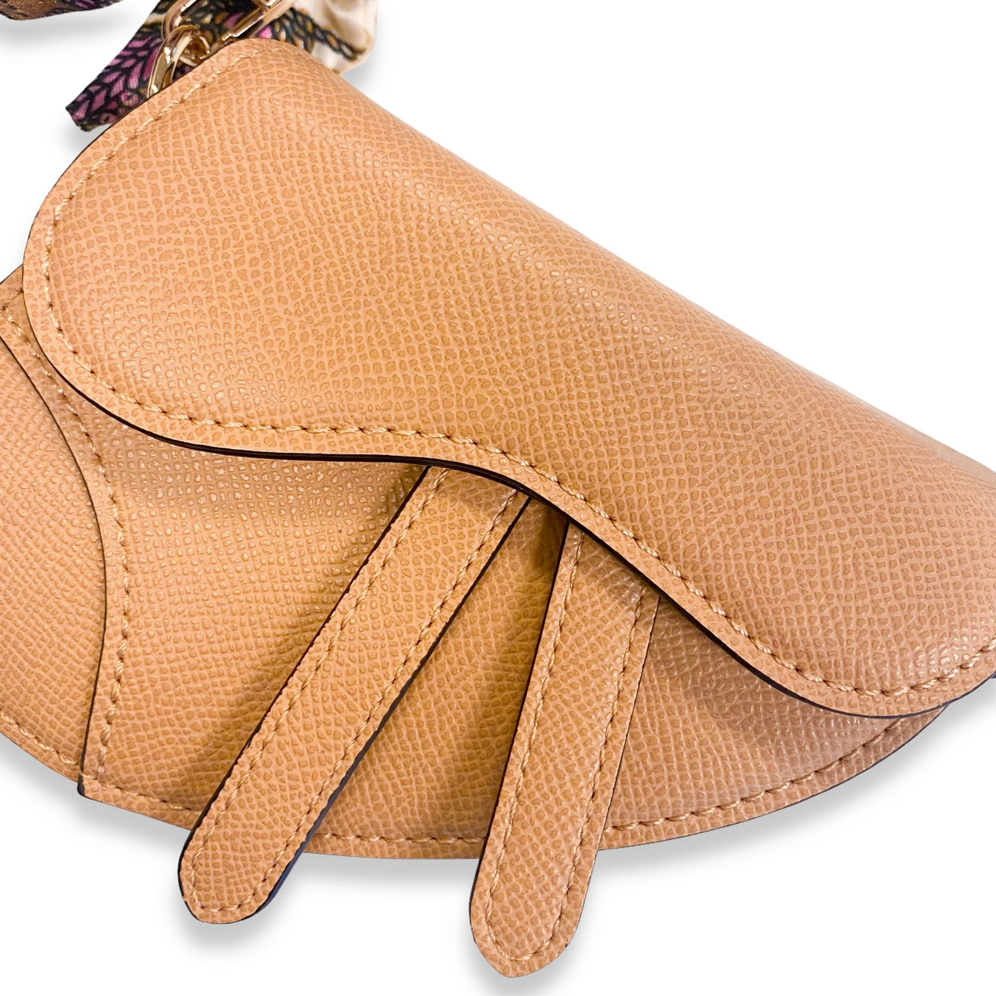 Large Tan Saddle Purse with Scarf