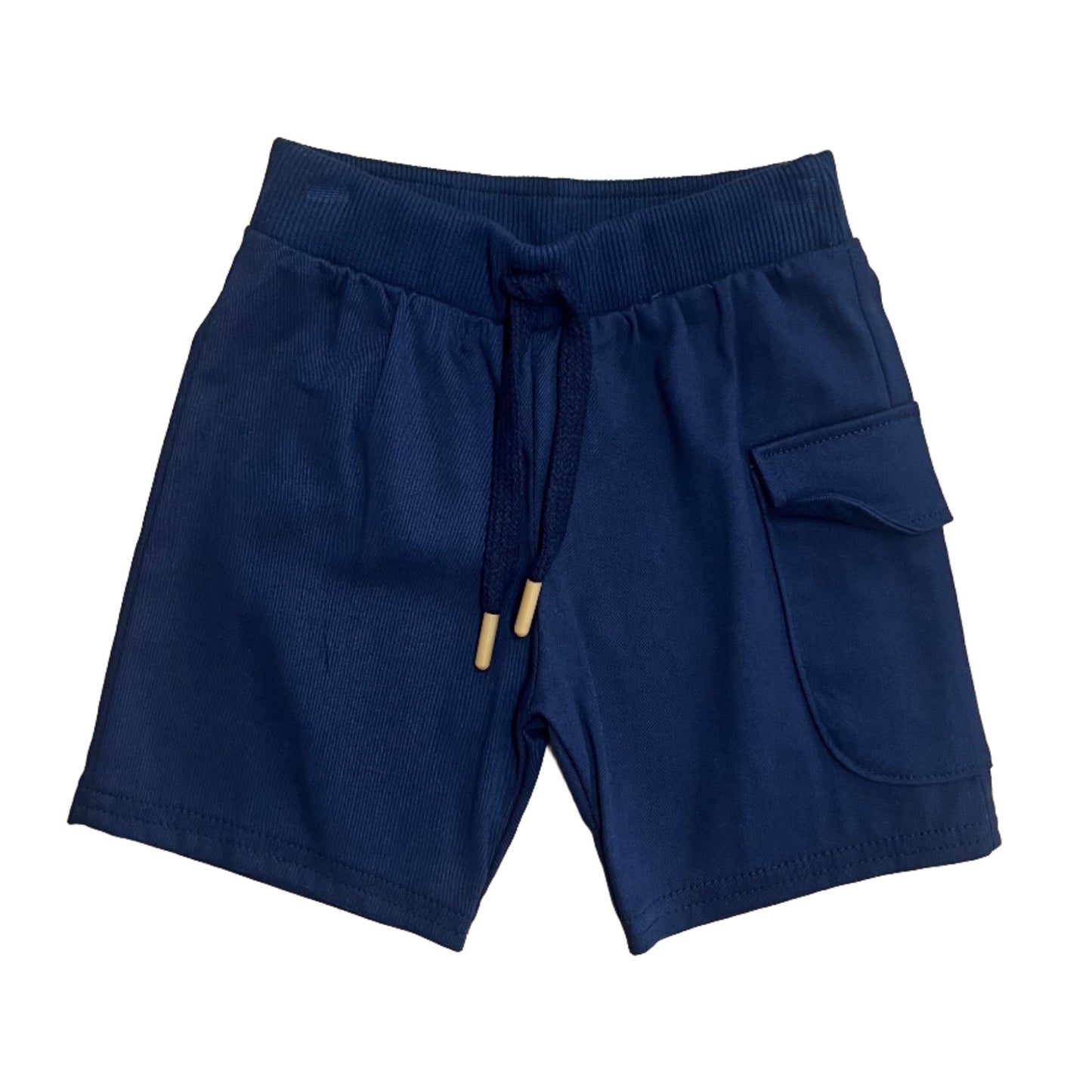 Navy Solid Matching Pull On Shorts