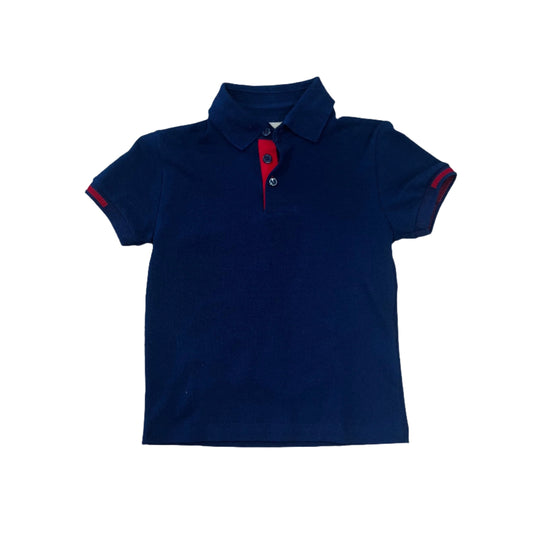 Navy Polo with Red Trim Sleeve