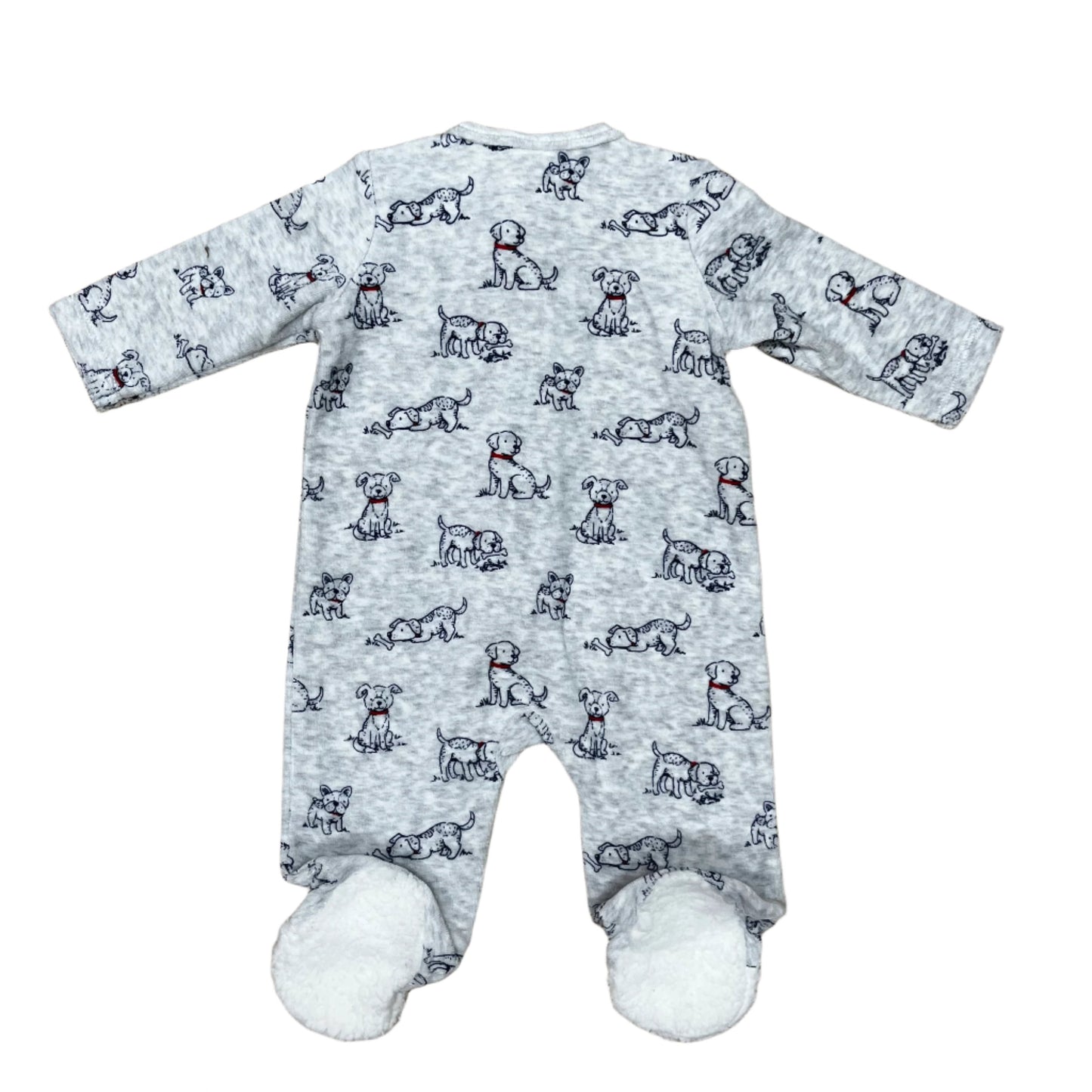 Gray Velour Puppy Footie