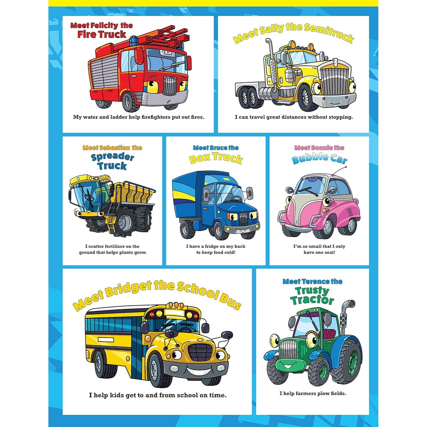 Super Cool Trucks, Tractors, and Cars Coloring Book