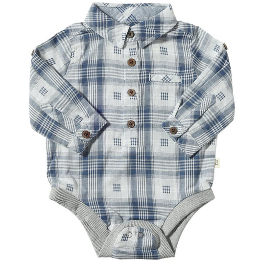 Blue Plaid Jasper Shirt Onesie