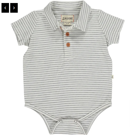 Grey White Polo Short Sleeve Onesie