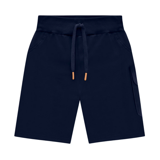 Navy Blue Pull On Cotton Shorts