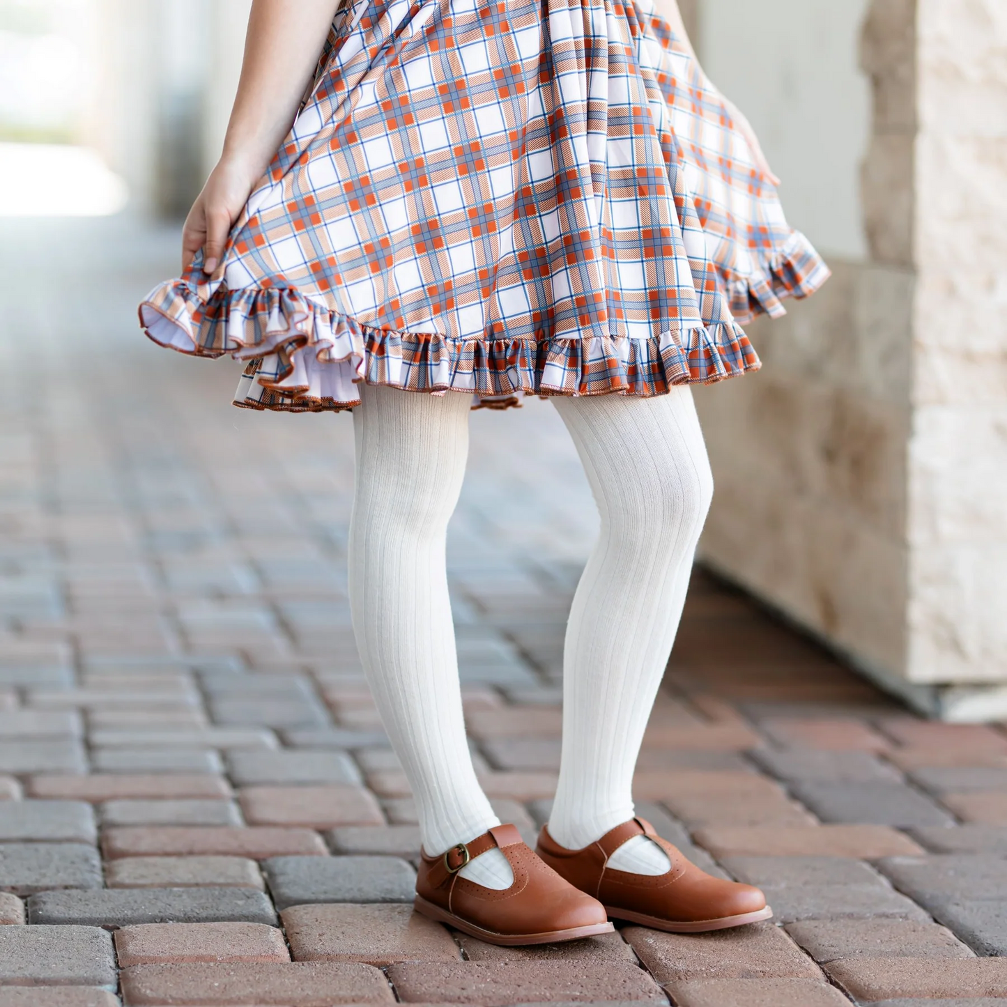 Ivory Ribbed Knit Tights