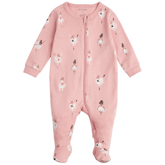 Rose Ballerina Zipper Footie