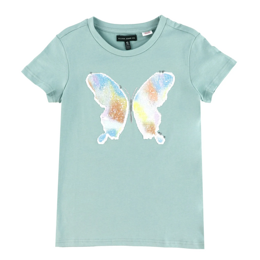 Turquoise Sequin Butterfly Shirt