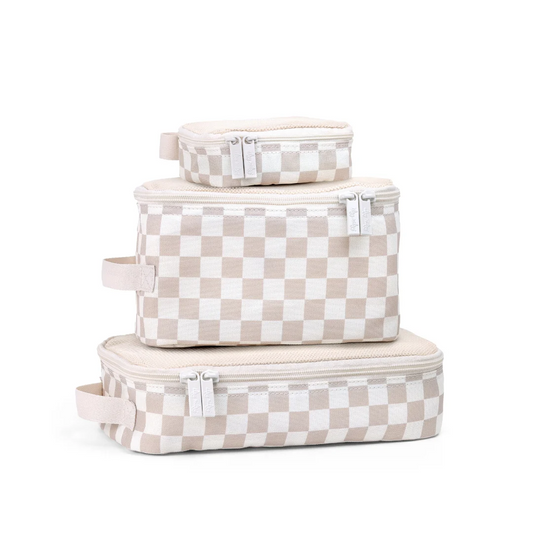 Taupe Checkerboad Packing Cubes