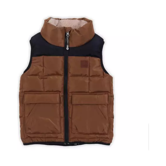 Navy Tan Quilted Vest