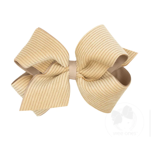 Tan Corduroy Grosgrain Medium Bow