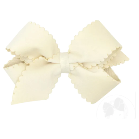 Bone Scallop Velvet Mini Bow