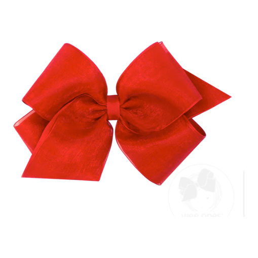 Red Organza Grosgrain Medium Bow