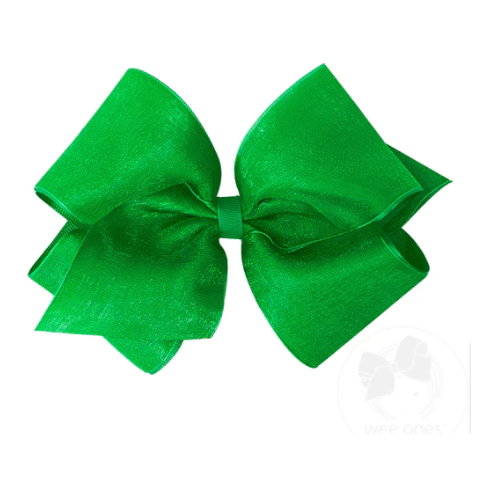 Green Organza Grosgrain Medium Bow