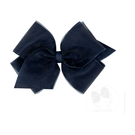 Navy Organza Grosgrain XS Bow