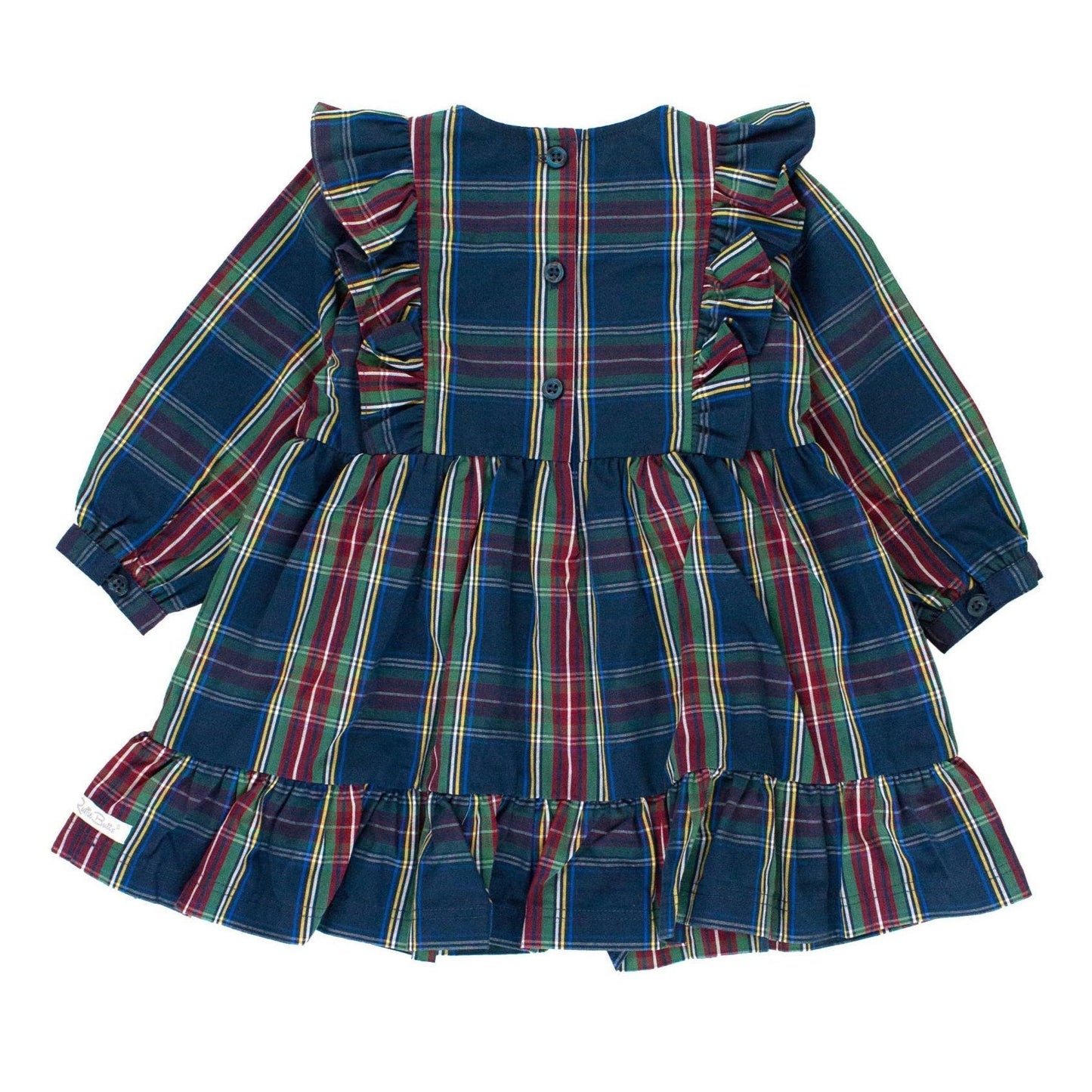 Navy Tartan Plaid Ruffle Dress