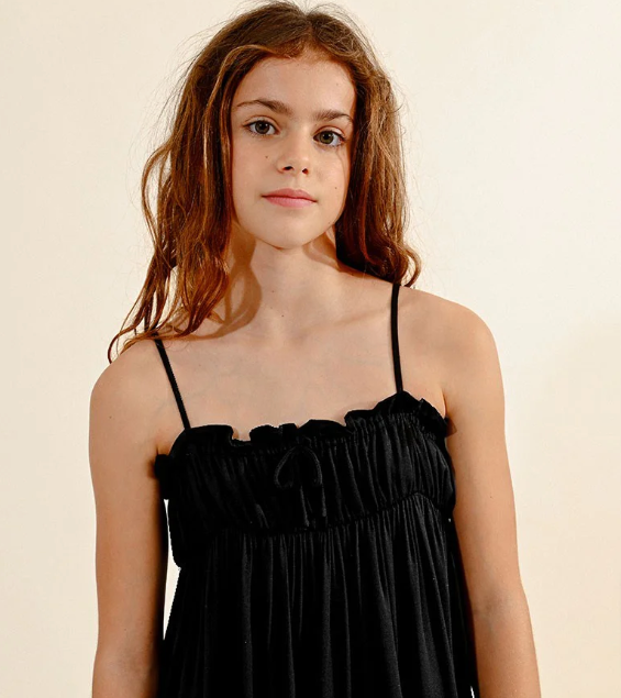 Black Spaghetti Strap Woven Dress