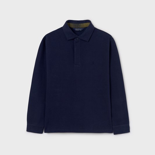 Navy LS Polo Top