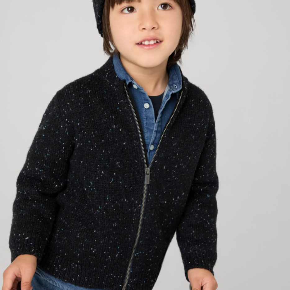 Blue Speckled Zip Up Sweater