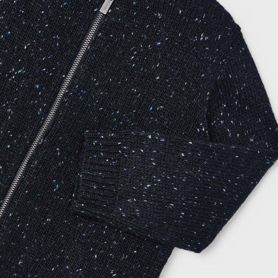 Blue Speckled Zip Up Sweater