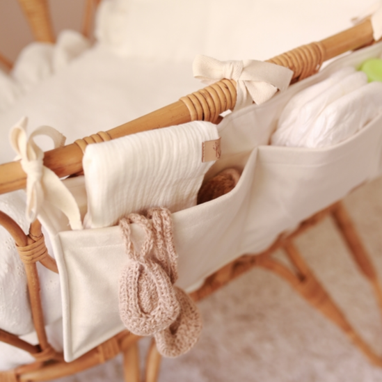 Cream Velvet Baby Crib Organizer