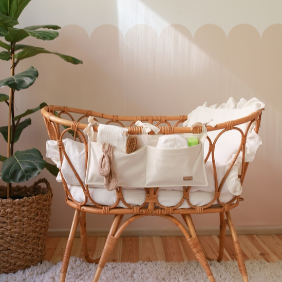 Cream Velvet Baby Crib Organizer