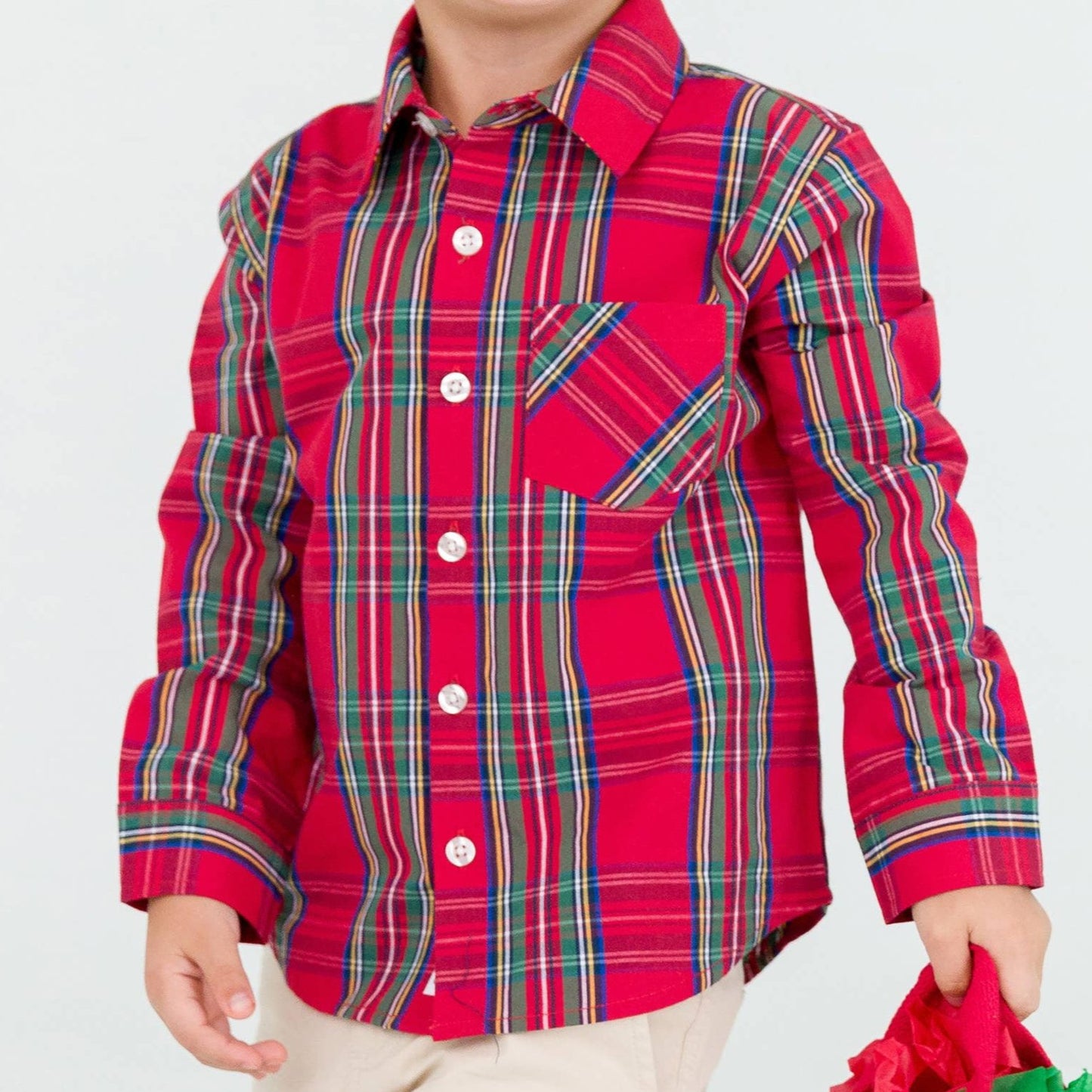 Red Tartan Plaid Button Down Shirt