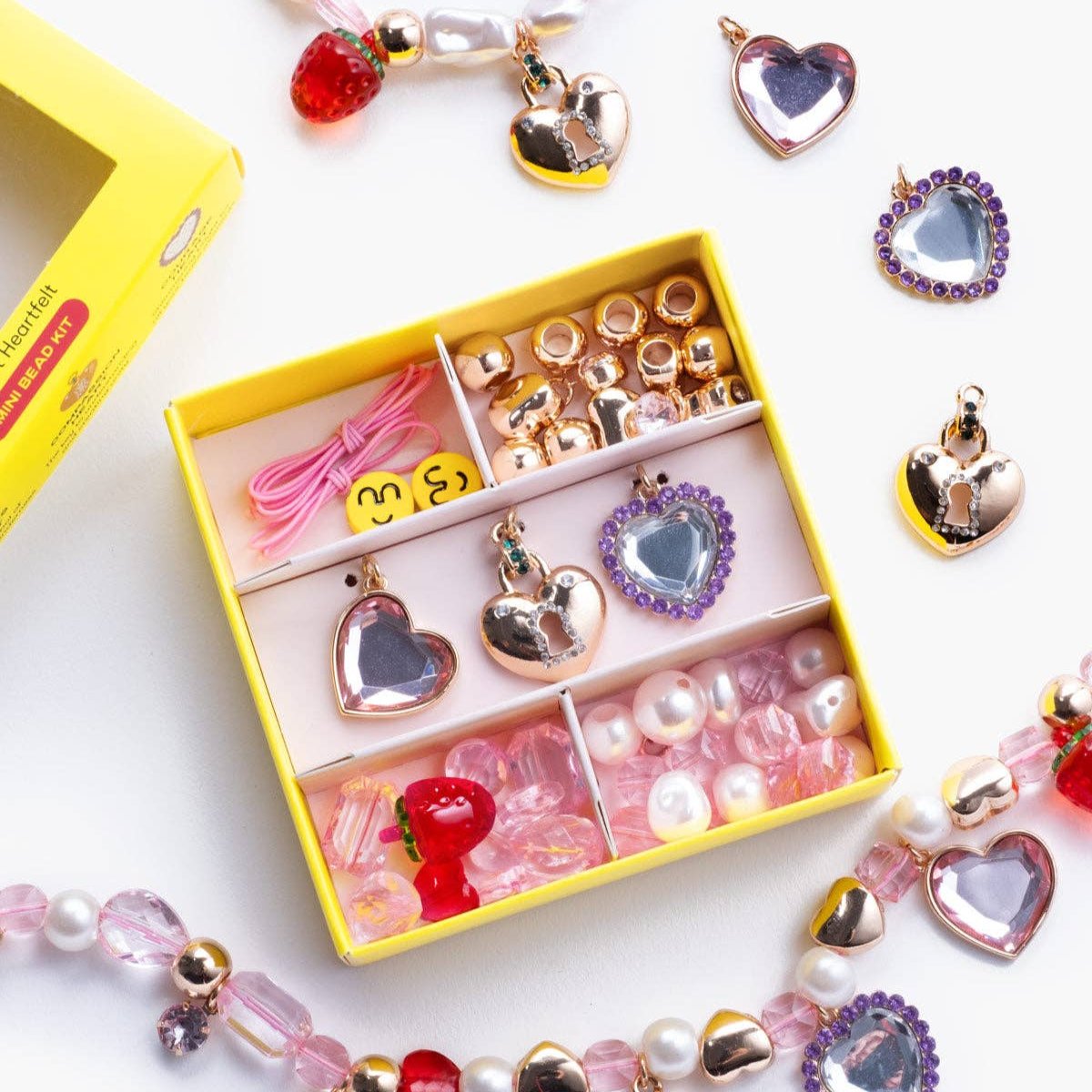 Pink & Purple Heart Charm Mini Bead Kit