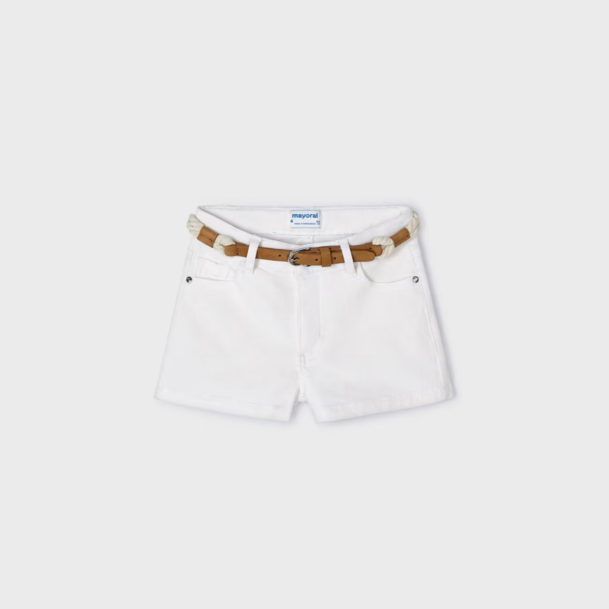 Belted White Shorts