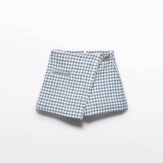 Cerulean Houndstooth Skort