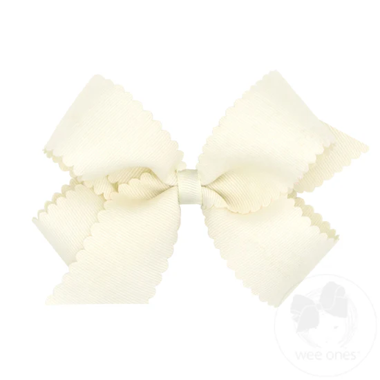 Ivory Medium Scallop Edge Bow