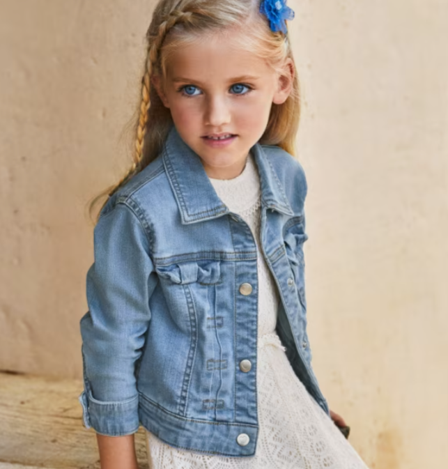 Medium Wash Bow Denim Jacket