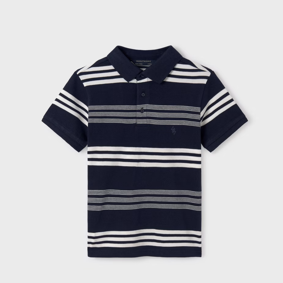 Navy White Stripe SS Polo