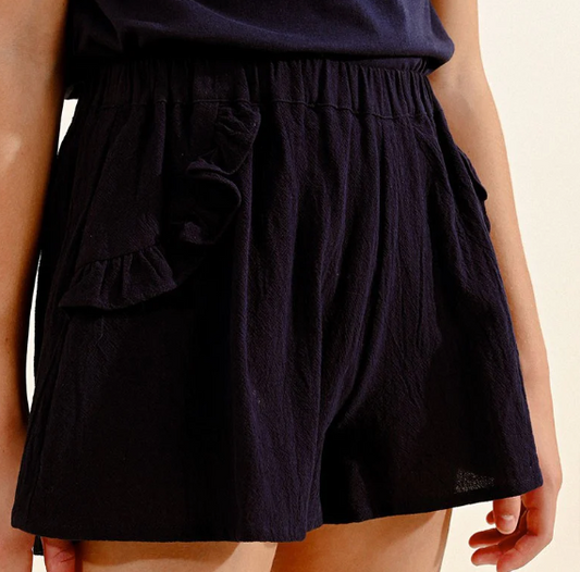 Navy Blue Ruffle Short