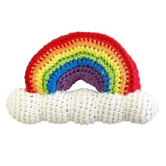 Hand Knit Rainbow Rattle 6 inch