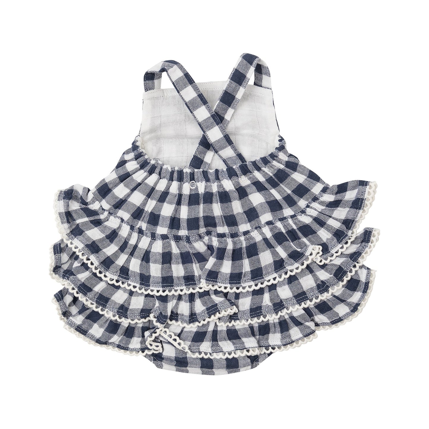 Gingham Navy Ruffle Sunsuit