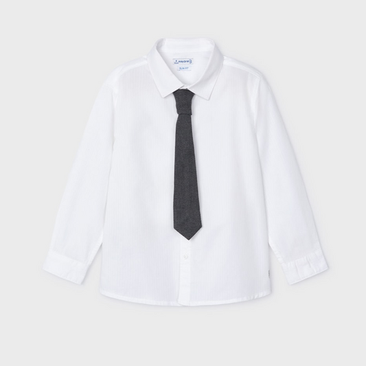 White with Grey Tie Shirt