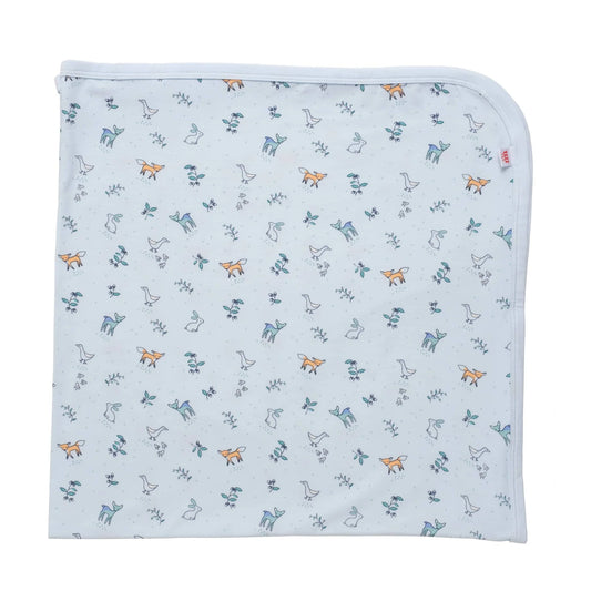 Woodsy Tale Blue Swaddle Blanket